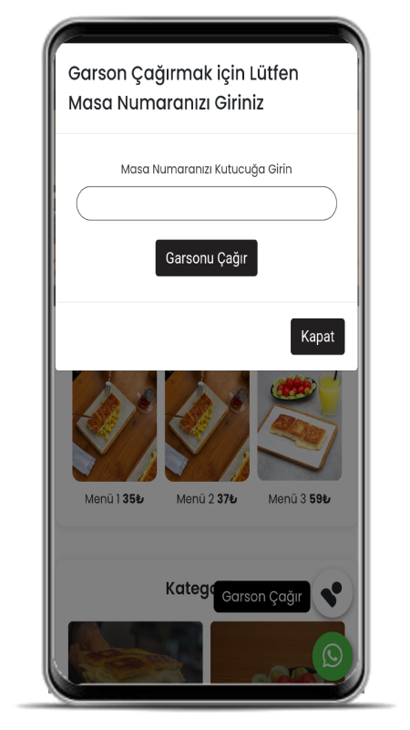 teslapos Dijital QR Menü, Restaurant Qr Menu Programı, Restoran Kare kod Menü, Garson çağrı ekranı